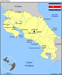 mission humanitaire et volontariat humanitaire au Costa Rica carte